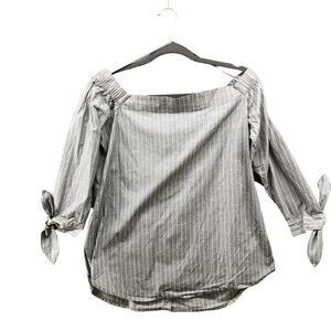 Banana Republic Gray Striped Blouse